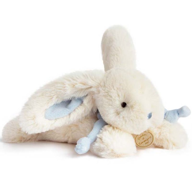 Coffret peluche lapin bleu Bonbon (25 cm) Doudou et Compagnie