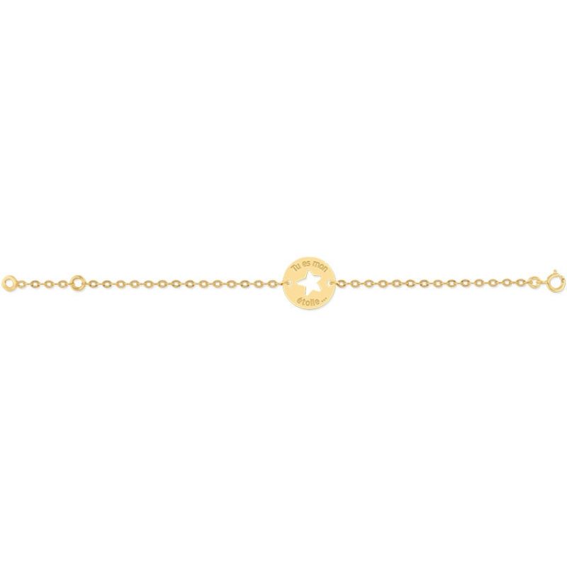 Bracelet enfant Tu es mon étoile personnalisable (or jaune 375°) Lucas Lucor