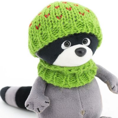 Raton laveur avec bonnet vert Denny (15 cm assis)