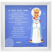 Tableau religieux Prière je vous salue Marie bleu (15 x 15 cm)  par Atelier de Rosbo