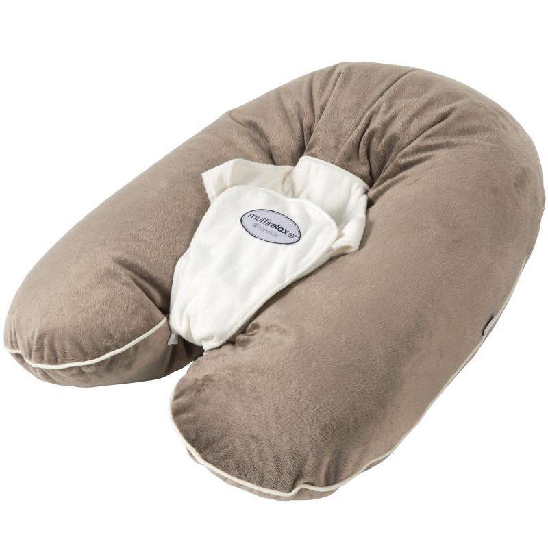 Coussin de maternité Multirelax soft boa taupe et écru Candide