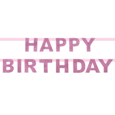 Guirlande en papier Happy Birthday paillettes roses