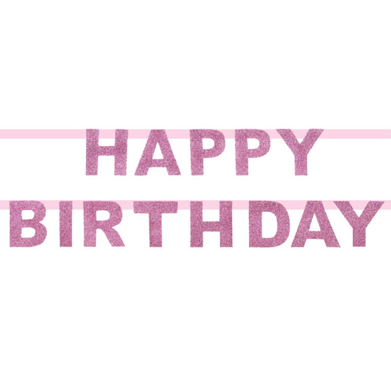 Guirlande en papier Happy Birthday paillettes roses My Little Day