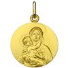 Médaille ronde Vierge à l'enfant face 18 mm (or jaune 750°) - Premiers Bijoux