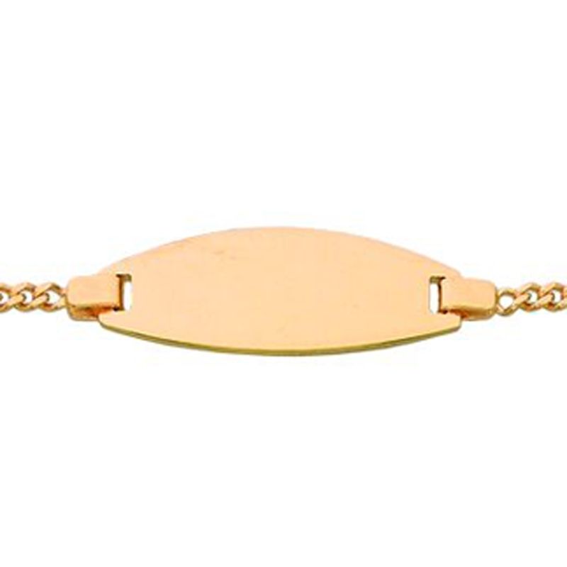 Gourmette bébé plaque tonneau (or jaune 375°) Berceau magique bijoux