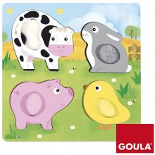Puzzle  Les animaux de la ferme en tissu (4 pièces)  par Goula