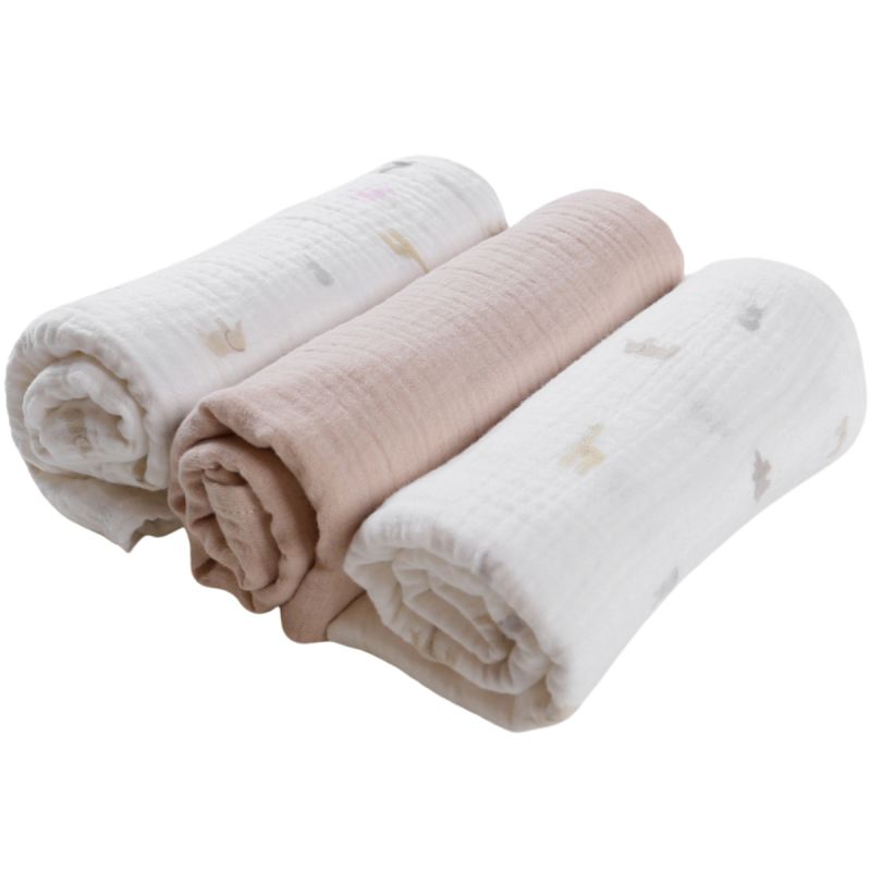 Lot de 3 langes Mix & Match mini animaux (70x70 cm) Noukie's