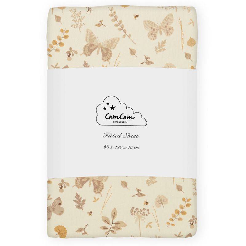 Drap housse en coton bio Butterflies (60 x 120 cm) Cam Cam Copenhagen