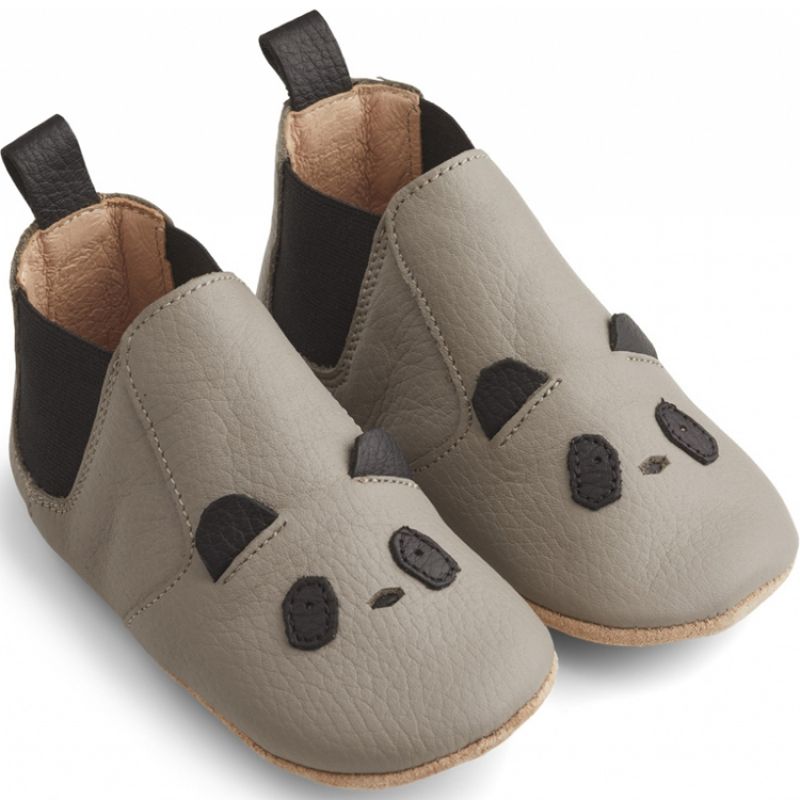 Chaussons bébé en cuir Edith Panda grey (pointure 19) Liewood