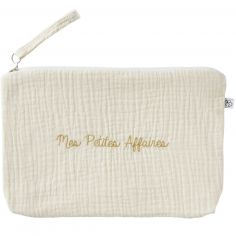 Baby trousse gaze de coton brodée Mes Petites Affaires ivoire - BB & Co