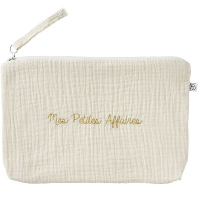 Baby trousse gaze de coton brodée Mes Petites Affaires ivoire