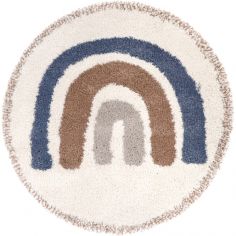 Tapis rond Bohemian rainbow Arc-en-ciel bleu (120 cm) - Nattiot