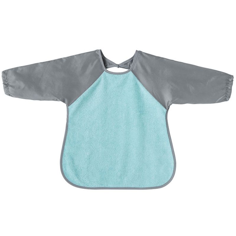 Bavoir tablier à manches aqua et gris Babycalin