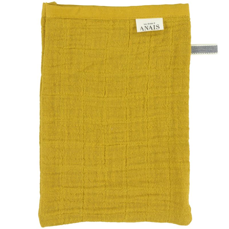 Lot de 2 gants de toilette en mousseline Bliss Mustard Trixie