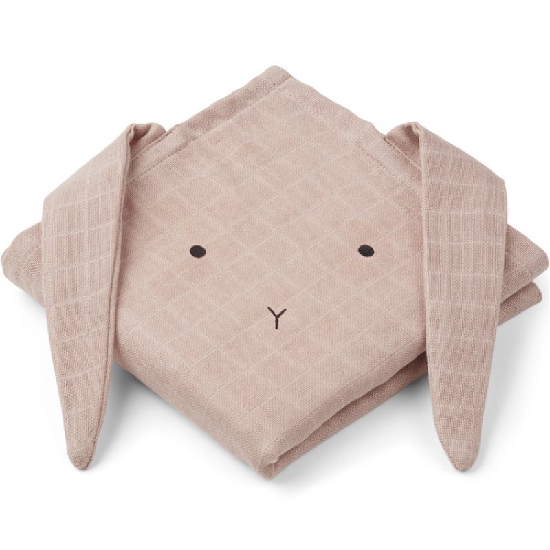 Lot de 2 langes Hannah Rabbit rose (70 x 70 cm) Liewood