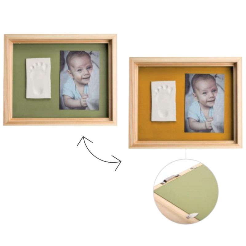 Cadre photo empreinte en bois Pure Frame avec fond réversible Baby Art Produit 1 grande taille