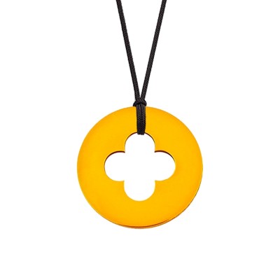 Collier cordon médaille Signes Croix Romane 16 mm (or jaune 750°) Maison La Couronne