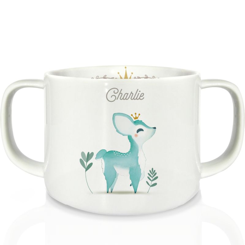 Tasse en porcelaine Faon bleu (personnalisable) Gaëlle Duval