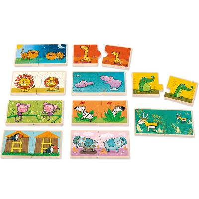 Lot de 10 petits puzzles Contraires Léo le roi de la jungle (2 pièces) Goula