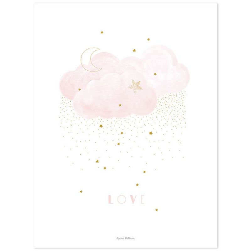 Affiche Stardust Sweet Love rose (30 x 40 cm) Lilipinso