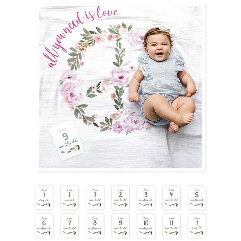 Cartes étapes et maxi lange All you need is love (7 cartes) Lulujo