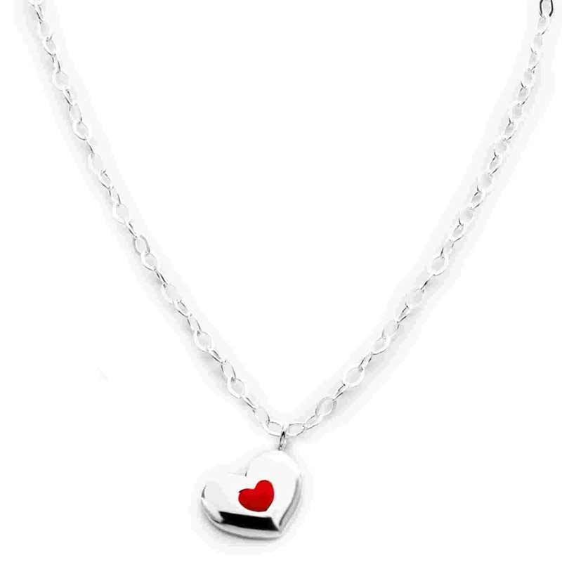 Collier enfant Coeur rose (argent 925° rhodié) Daniel Crégut
