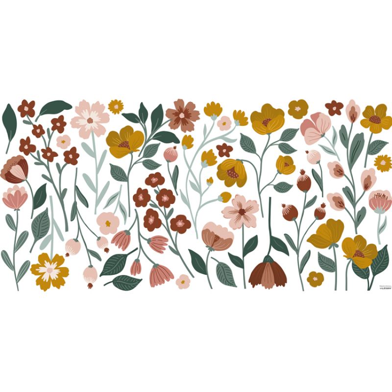 Planche de stickers XL Large Pretty Flowers (130 x 34 cm) Lilipinso