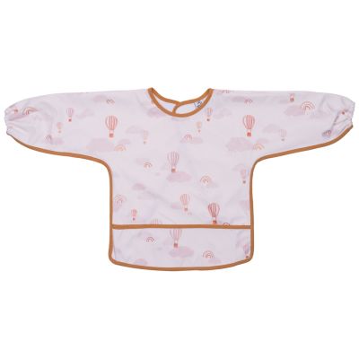 Bavoir-tablier tissu imperméable montgolfières crème et camel (6-24 mois)