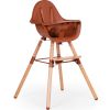 Chaise haute en bois naturel Evolu 2 terracotta + arceau - Childhome