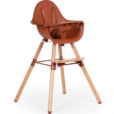 Chaise haute en bois naturel Evolu 2 terracotta + arceau