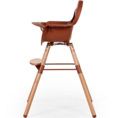 Chaise haute en bois naturel Evolu 2 terracotta + arceau