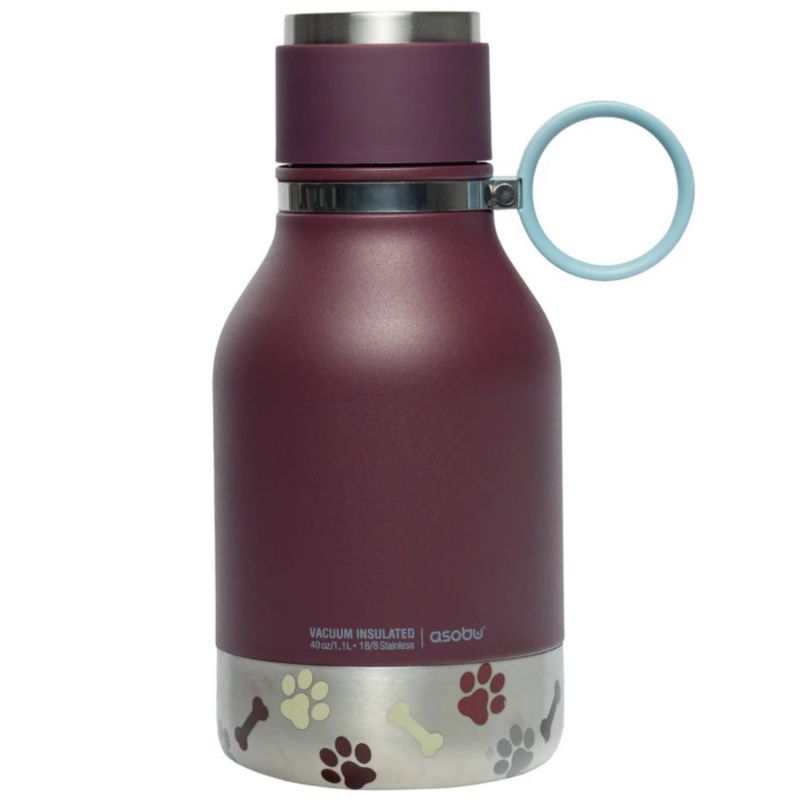 Gourde isotherme pour chien 2 en 1 Bordeaux (1 litre) Asobu Produit 1
