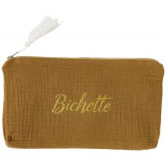 Trousse cadeau zippée Bichette gaze de coton havane - BB & Co