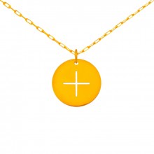 Collier chaîne 40 cm médaille Mini Croix fine 10 mm (or jaune 750°)  par Maison La Couronne