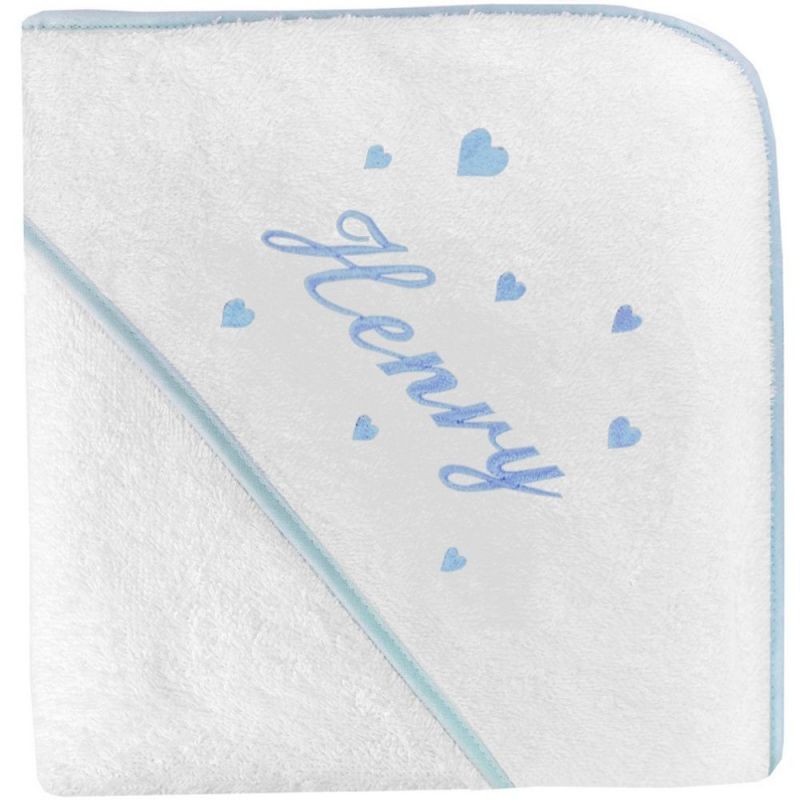 Cape de bain coeur bleu personnalisable (80 x 80 cm) ANVIE