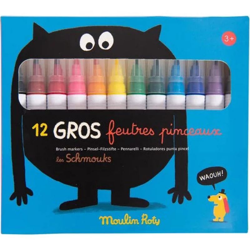 Boîte de 12 gros feutres pinceaux Moulin Roty