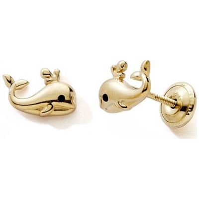 Boucles d'oreilles à vis Baleine (or jaune 375°)