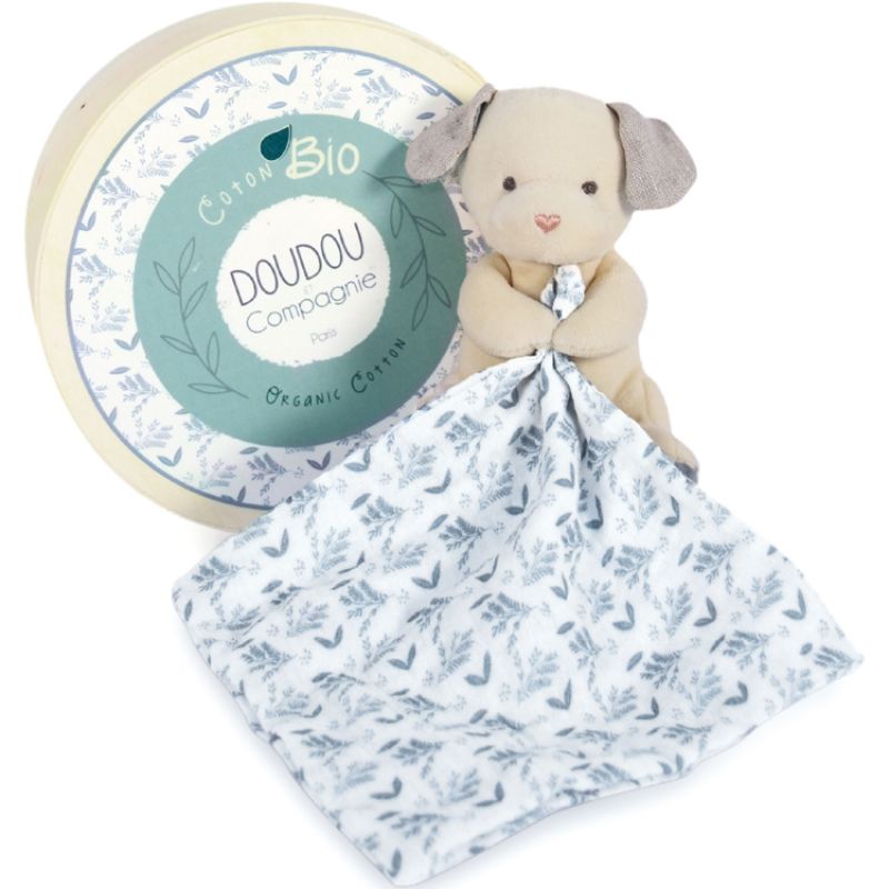 Coffret doudou chien bleu Doudou botanic Doudou et Compagnie