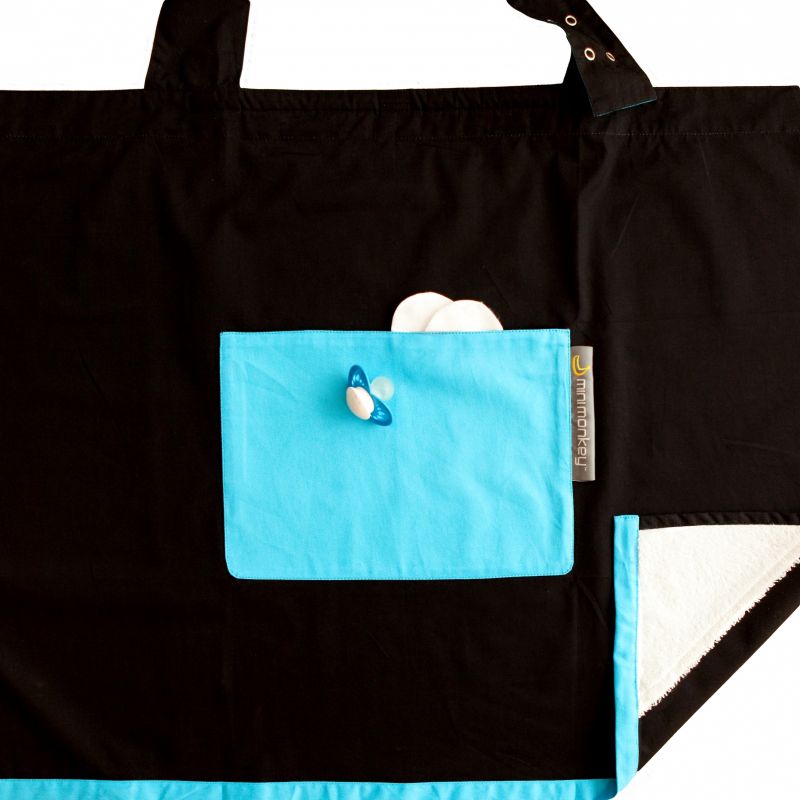 Couverture d'allaitement noire et turquoise Minimonkey