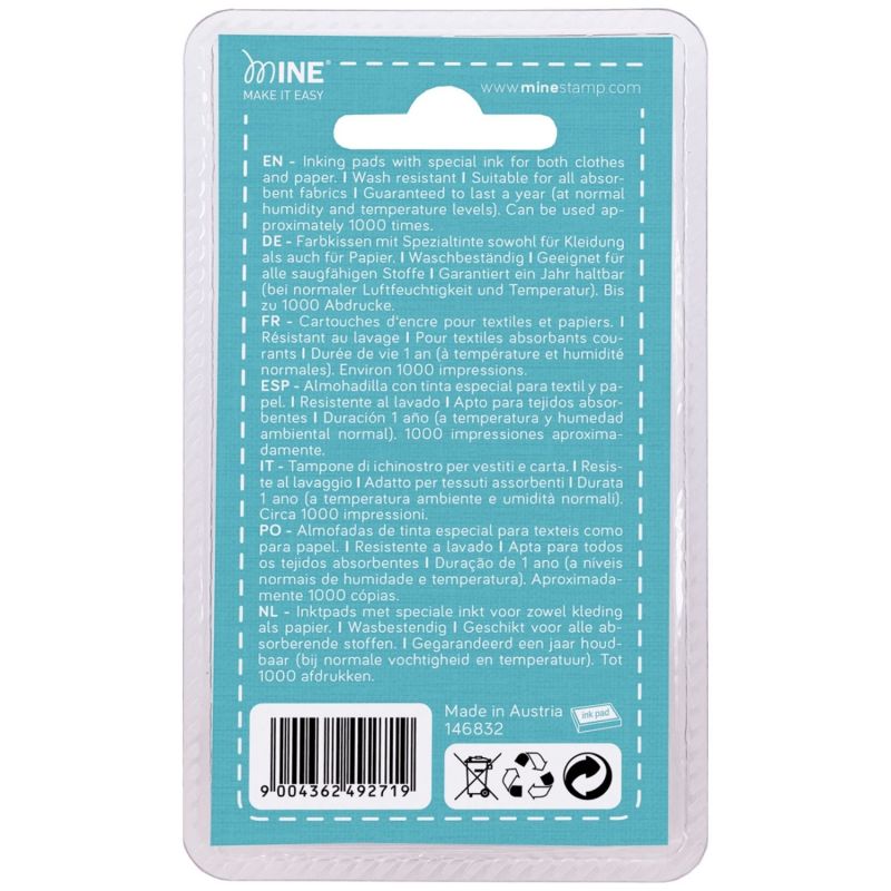 Lot de 2 recharges d'encre pour tampon textile et papier MINE MINE Packaging 2