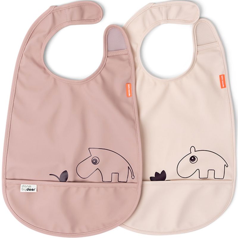Lot de 2 bavoirs imperméable à velcro Deer Friends rose Done by Deer