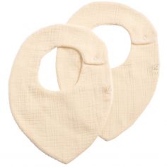 Lot de 2 bavoirs en double gaze de coton Vanille - Sauthon