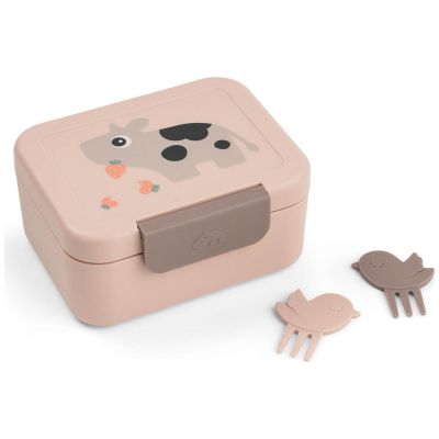 Boîte à goûter avec piques snack Tiny farm Rose