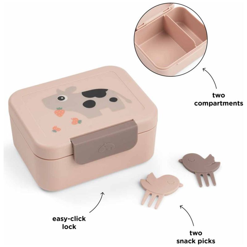 Boîte à goûter avec piques snack Tiny farm Rose Done by Deer Produit 7