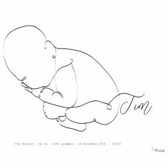 Affiche de naissance Bébé en position foetus A4 (personnalisable)