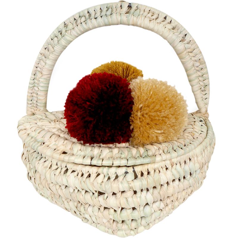 Panier mural avec pompons (23 x 18 cm) Kikadu