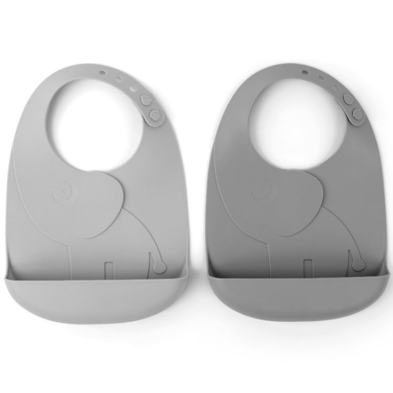 Lot de 2 bavoirs en silicone Elphee gris Peekaboo Done by Deer