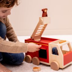 Camion de pompier en bois All animals - Reconditionné