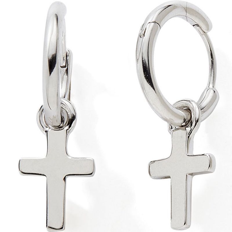 Petites créoles Croix 10 mm (argent) Baby bijoux