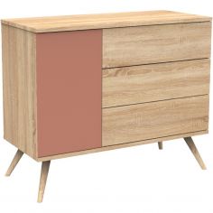 Commode 3 tiroir et 1 porte Seventies terracotta - Sauthon mobilier